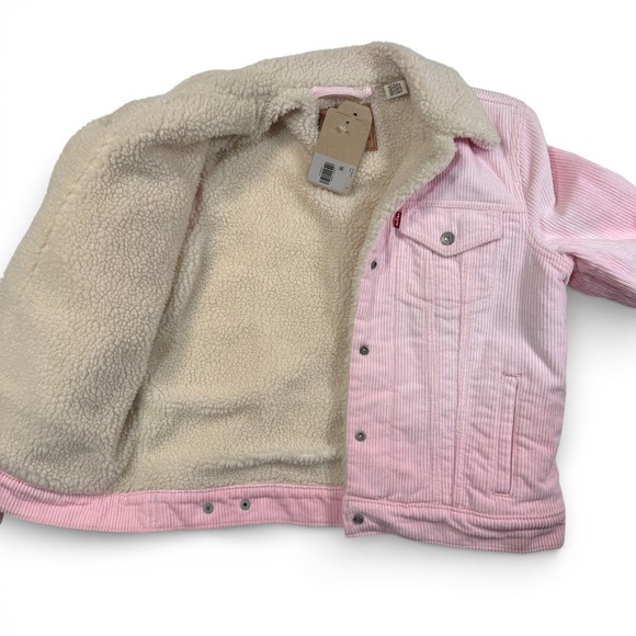 Levis Womens Pink Corduroy Sherpa Lined Original Trucker Jacket Small NEW NWT - Picture 13 of 16